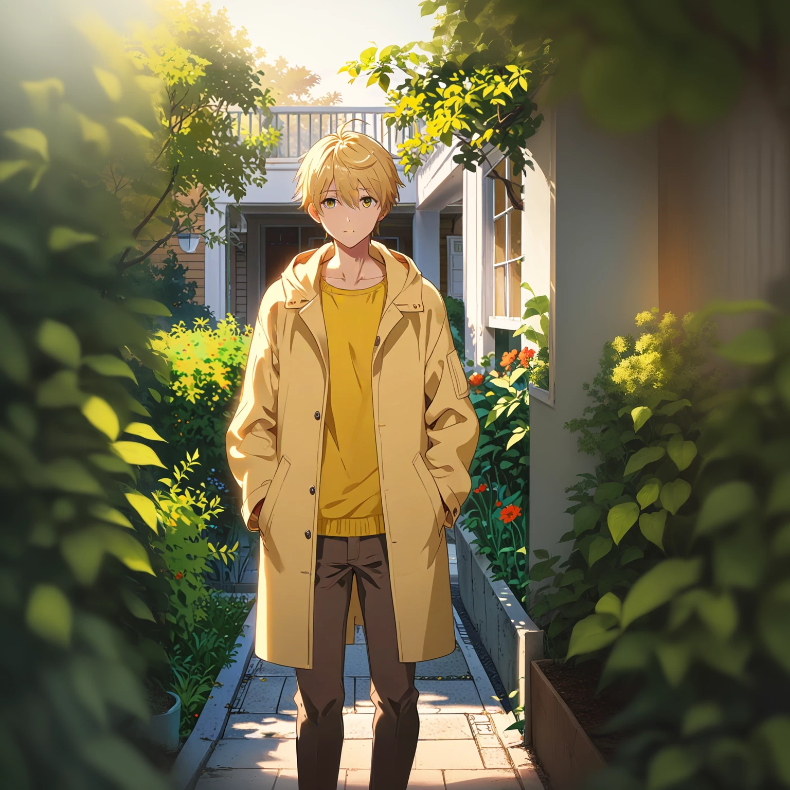 standing in garden