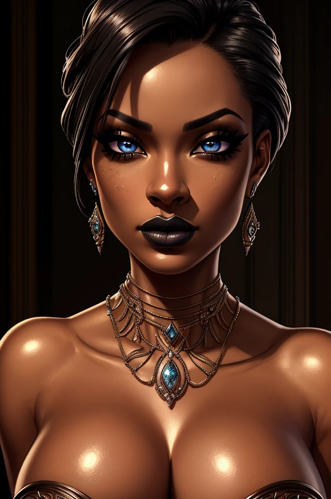 A photorealistic portrait of Skin Diamond, beautiful detailed eyes, beautiful detailed lips, extremely detailed face and skin, long eyelashes, elegant expression, perfect skin texture, intricate jewelry, dark moody lighting, cinematic composition, dramatic chiaroscuro lighting, rich color palette, masterpiece, best quality, 8k, ultra-detailed, realistic, photo-realistic