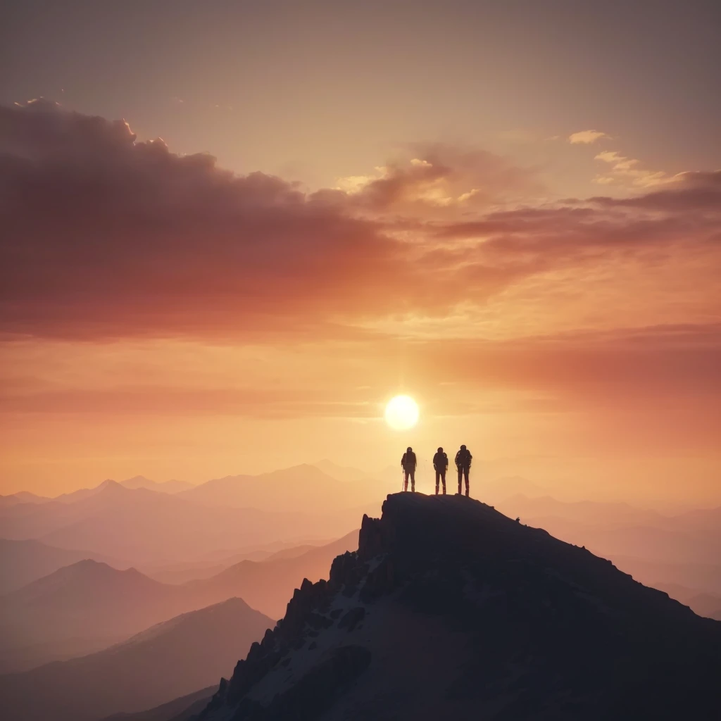 there are two people parado at the top of a mountain at sunset, at the top of a mountain, at the top of a mountain, parado at the top of a mountain, at the top of a mountain, standing at the top of a mountain, standing on mountain, the sun is at the top, última luz no Mountain top, Mountain top, rising from the mountain range, unsplash contest winning photo