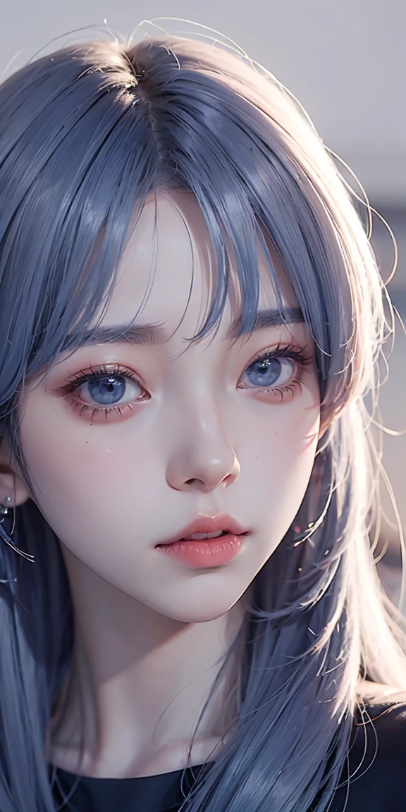 a close up of a woman with blue hair and a black top, realistic anime art style, artwork in the style of guweiz, realistic anime 3 d style, inspired by Yanjun Cheng, beautiful anime portrait, beautiful anime style, stunning anime face portrait, girl silver hair, realistic anime artstyle, 🤤 girl portrait, kawaii realistic portrait, anime realism style ,very very absolut long beautiflull hair
