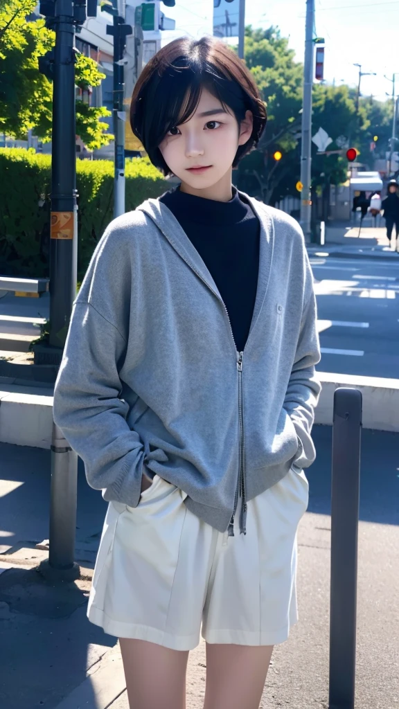 Genderless, front face, 20 years old, short hair