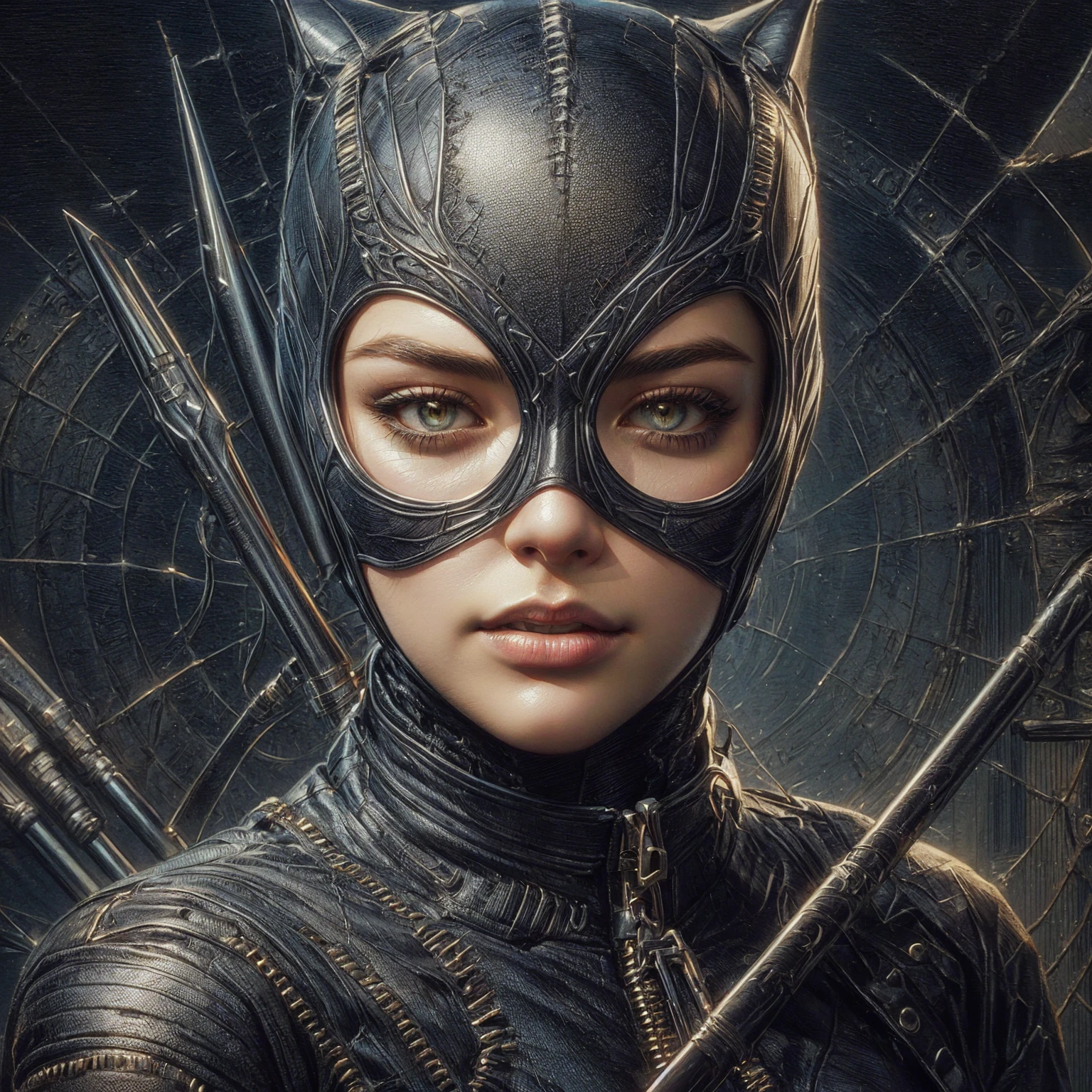 batman catwoman by alex couls, extremely detailed artgerm, catwoman, leather texture, artgerm detailed, artgerm. high detail, artgerm greg rutkowski _ greg, 3d render of catwoman, chris moore. artgerm, artgerm julie bell beeple, drawn in the style of artgerm, featured on artgerm