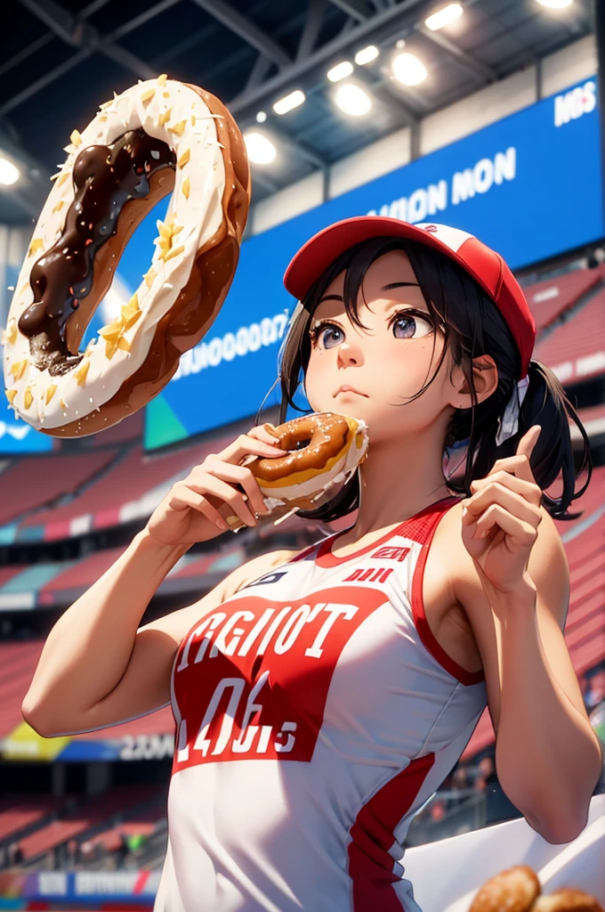 Sports photography、Olympic、Bread eating contest、donut、full stadium、