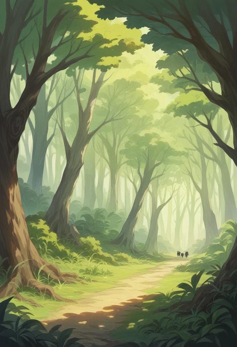 Capture the tranquil beauty of an ancient forest at sunset、Create awe-inspiring works of digital art。. そびえ立つwood々The scene should depict the figure bathed in soft light., wood々Golden light shining through, Casting a gentle shadow on the lush undergrowth. The image should evoke a sense of serenity and wonder., Immerse your audience in the fascinating world of nature.