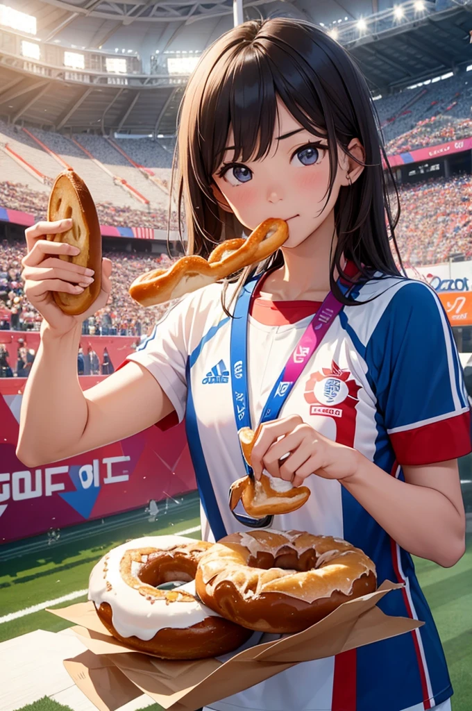 Sports photography、Olympic、Bread eating contest、donut、full stadium、