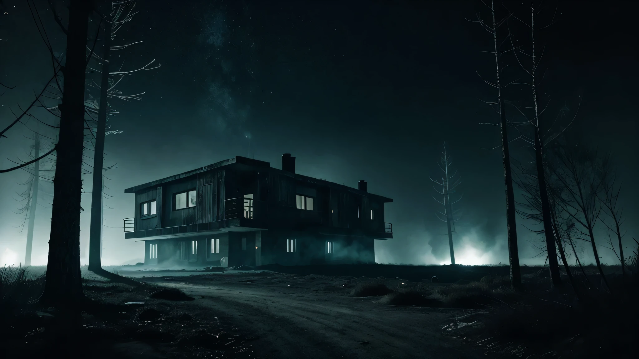 "Create a dramatic YouTube thumbnail inspired by the provided image. The scene should depict a bunker with an open front, showing a group of frightened people inside. Outside the bunker, enhance the presence of menacing, alien-like creatures with sharp features and glowing eyes, staring intensely at the people inside. Use a strong contrast between the warm lighting inside the bunker and the cold, eerie atmosphere outside to emphasize the sense of danger. Include shadowy elements to create a suspenseful mood, and add a bold text overlay with phrases like 'Living in Fear!' and 'Strange Creatures Outside!' to draw viewers in."
Text Overlay:
"LIVING IN FEAR!"
"STRANGE CREATURES OUTSIDE!"