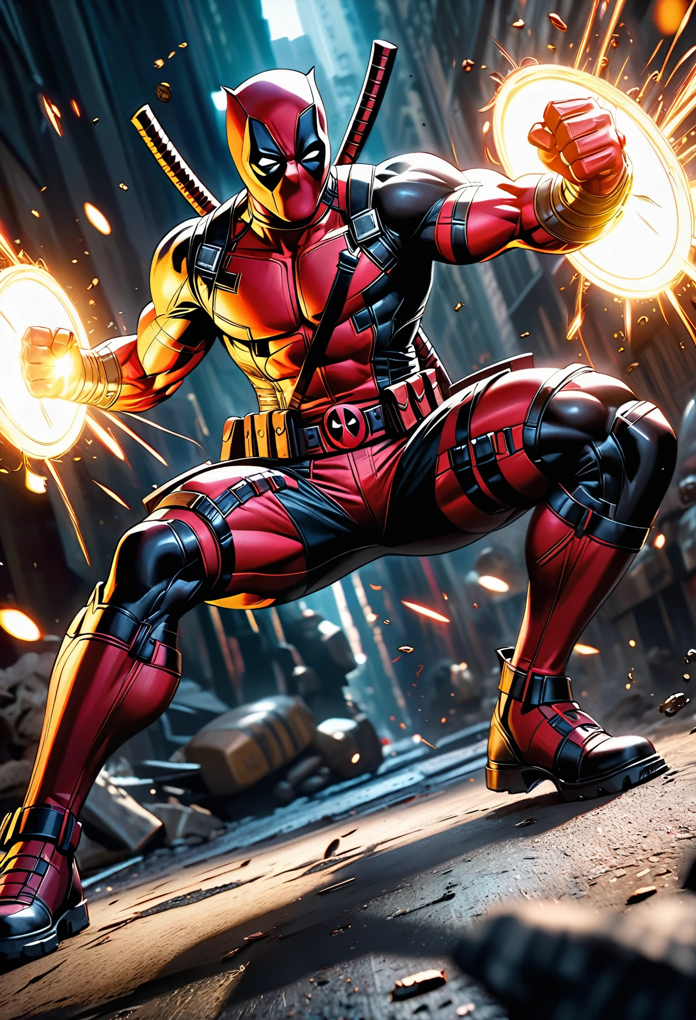 1Deadpool & 1Wolverine, marvel Characters, Dynamic Action, Promotional poster for new movie, Express the charm of the characters to the fullest, Make the viewer want to watch the movie,