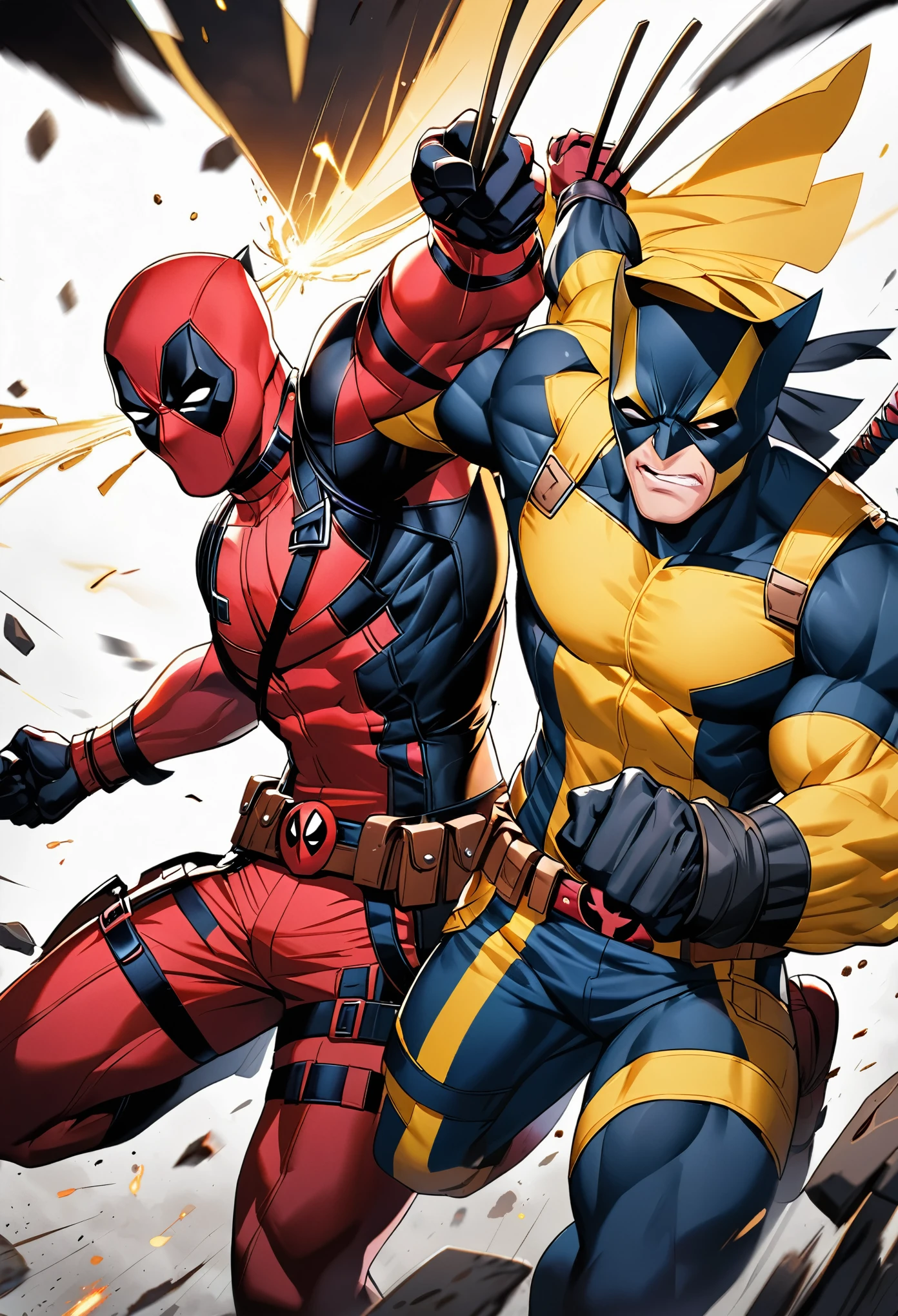 1Deadpool & 1Wolverine, marvel Characters, Dynamic Action, Promotional poster for new movie, Express the charm of the characters to the fullest, Make the viewer want to watch the movie,