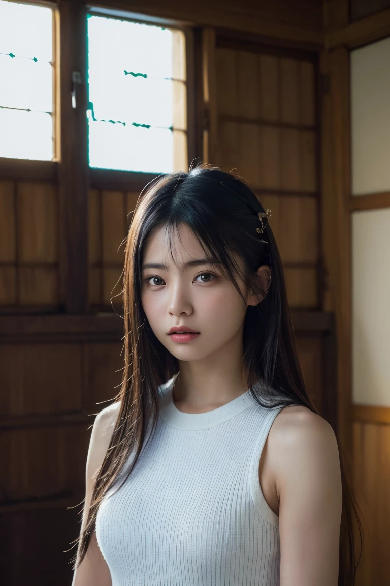 (best quality:1.4),(masterpiece:1.4),(photorealistic:1.4),(Realistic:1.2),(ultra high res, raw photo:1.4),(hdr, hyperdetailed:1.2),(8K:1.2),cinematic photo,photo of black hair,1girl,solo,wearing ,((Japanese Female Warrior))、((Upper Body:1.3))