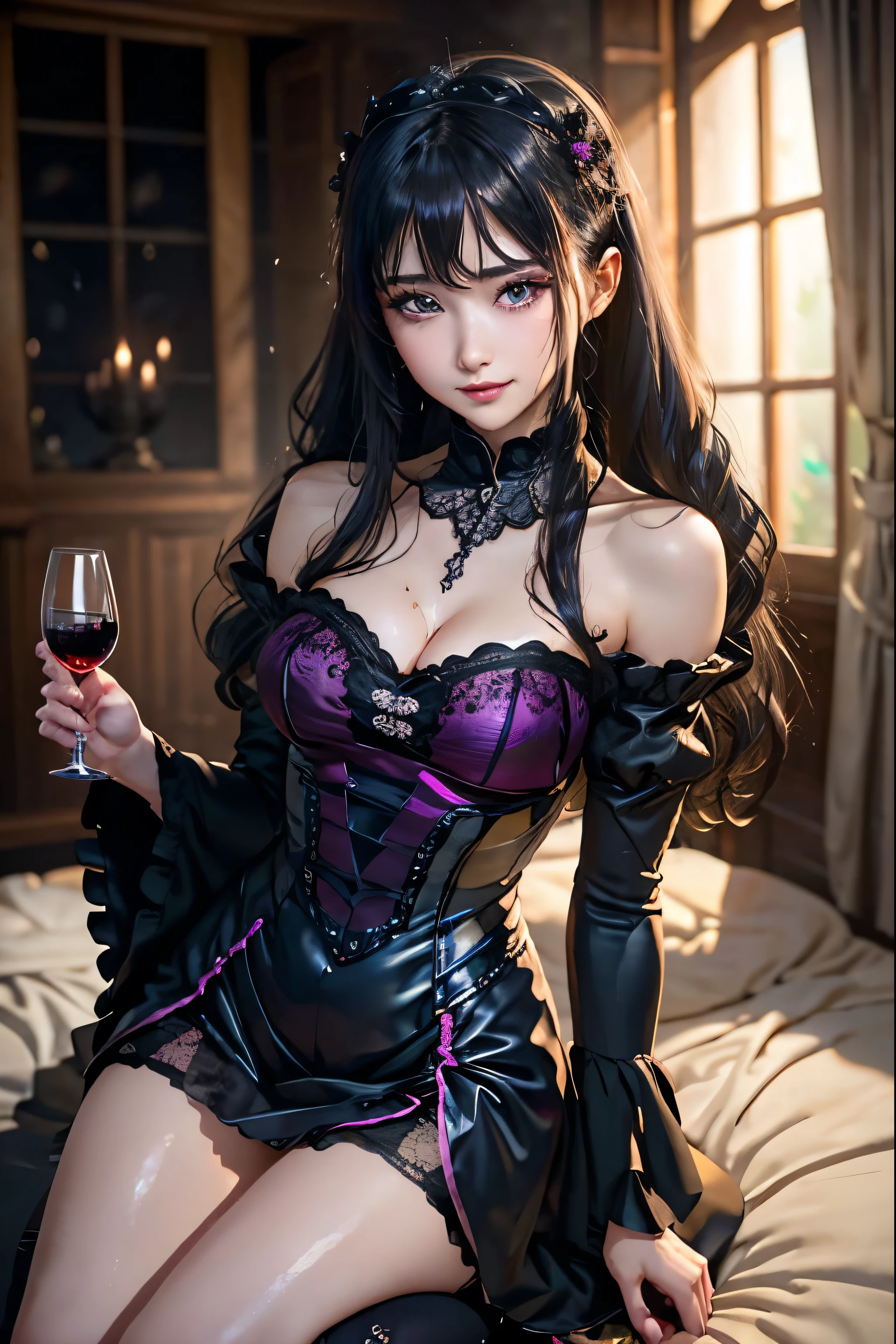 Hard Dark Gothic Makeup、Black dark eyeshadow、sad、Good skin radiance、Dark Gothicメイク、Dark smile、palace、The beauty of fragrance、24-years-old、Expressions of intense sexual pleasure、Embarrassed look、Dark Gothic、Highest quality、Expression of sexual pleasure without pain、Drunk face、Purple maid outfit、mysterious、noble、Loving smile、Twin tail hair、Right eye is blue、Left eye is red、Super tempting pose、Platform heel shoes、Heavy makeup、Gothic ta Clothing、Silver Hair、Long Hair Straight Hair、Cute Gothic Loliress、Beautiful Face、elegant face、Attractive face、Stained glass background、Chest glistening with sweat、The room is dark、goth long dress、Bell Sleeves、Wizard Sleeve、Decadent look、Sexually excited expression、Wet shiny thigh water、Thighs that are wet and shiny with oil、Background of a room full of roses、Sad look、Rose Maiden、The embroidery is pink、The dress has pink embroidery.、Thigh-high socks、Knee-high socks、Gentle expression、Dark black eyeshadow、Stained glass and rose background、Thighs are a little thin、Female Duo、Female couple、dark church background、Stained glass、Black metal world、Dark Castle、Dark Room、Slender body、gothic long dress、Victorian dress、Small breasts、With a glass of wine in your right hand、With a lantern in his left hand、The bed is covered with roses、Her thighs are shining with sweat、My body is wet and shiny、There is a lot of glitter on the thighs、I am sweating、My thighs are sticky with sweat.、My thighs are glistening with sweat、My whole body is sweaty and shiny、I sweated a lot.、My thighs are sweaty、My wet thighs are glistening with sweat.、There is a lot of sweat shining all over my body、Slender body、I rest my head on the pillow、Sleeping in bed、Beautiful legs、Outstretched legs、Lying in bed、Lying on your back in bed、The legs are quite thin、Thin legs、On all fours、Knee Up、Kneel、Slender thighs、Put your arms behind your back、Kneel、Super beautiful straight hair、Straight hair to the ends、Straight Perm Hair、Show off your thighs、