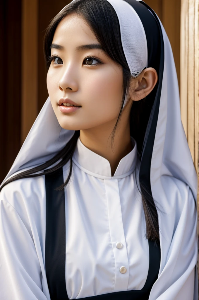 Young nun with oriental features