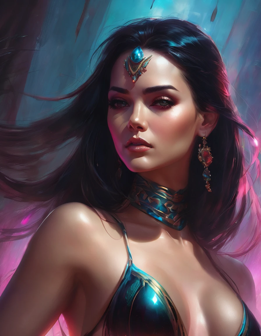 a close up of a woman with on her body, sultry digital painting, deviantart artstation cgscosiety, rossdraws digital painting, glossy digital painting, rossdraws and boris vallejo, digital art. artstation, comic digital art, art digital painting, rossdraws 1. 0, digital painting - n 5, # 1 digital painting of all time