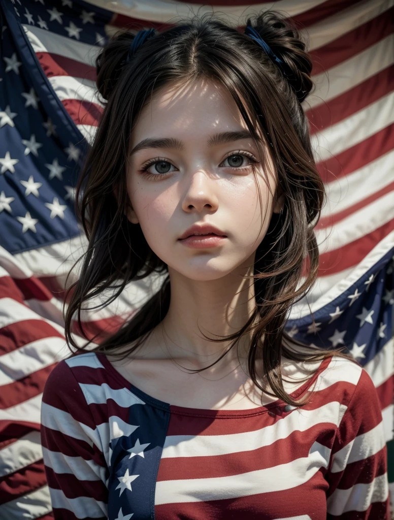 Just draw a little girl holding the flagpole