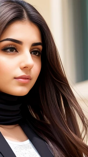  A young Lebanese woman focus on her face