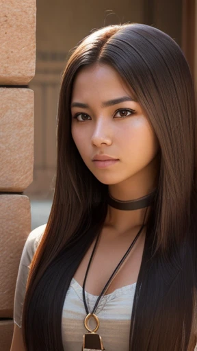 A young Issacson woman focus on her face