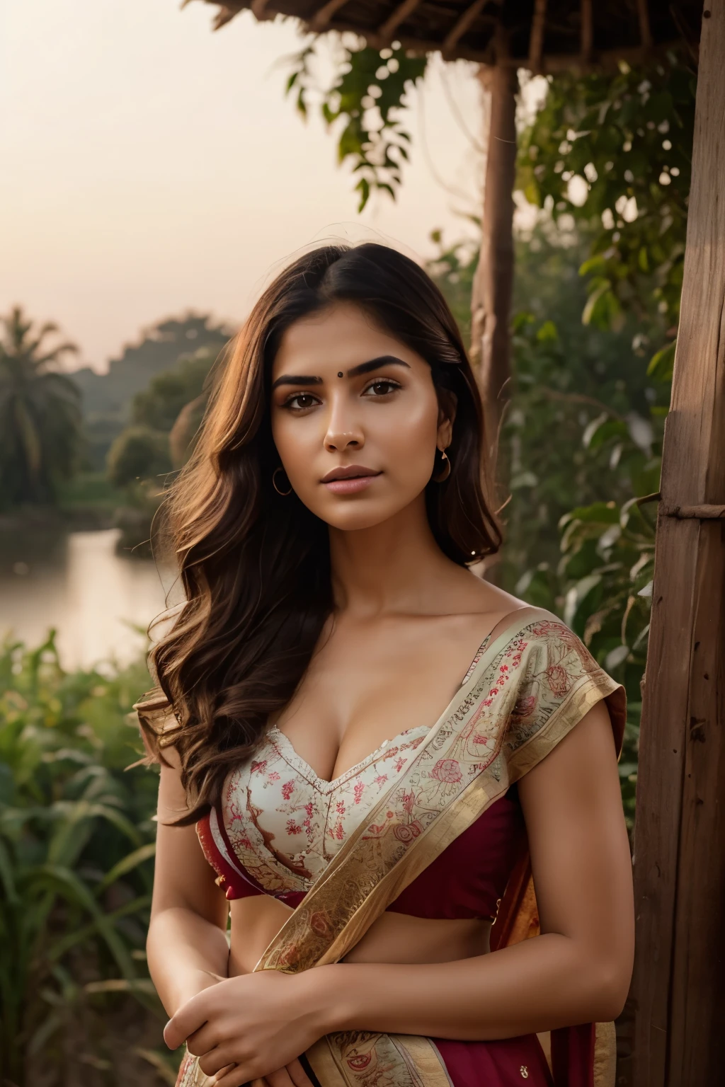 A beautiful sunrise over rice fields in India, Indian farmers harvesting rice, beautiful detailed eyes, beautiful detailed lips, extremely detailed eyes and face, long eyelashes, traditional Indian clothing, serene rural landscape, golden hour lighting, warm color tones, soft focus, photorealistic, 8k, high resolution, masterpiece, ultra-detailed, professional photography, vibrant colors, natural lighting, cinematic composition