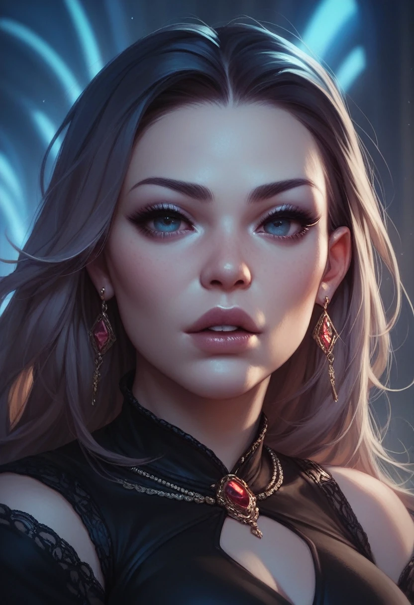 beautiful female, intense look