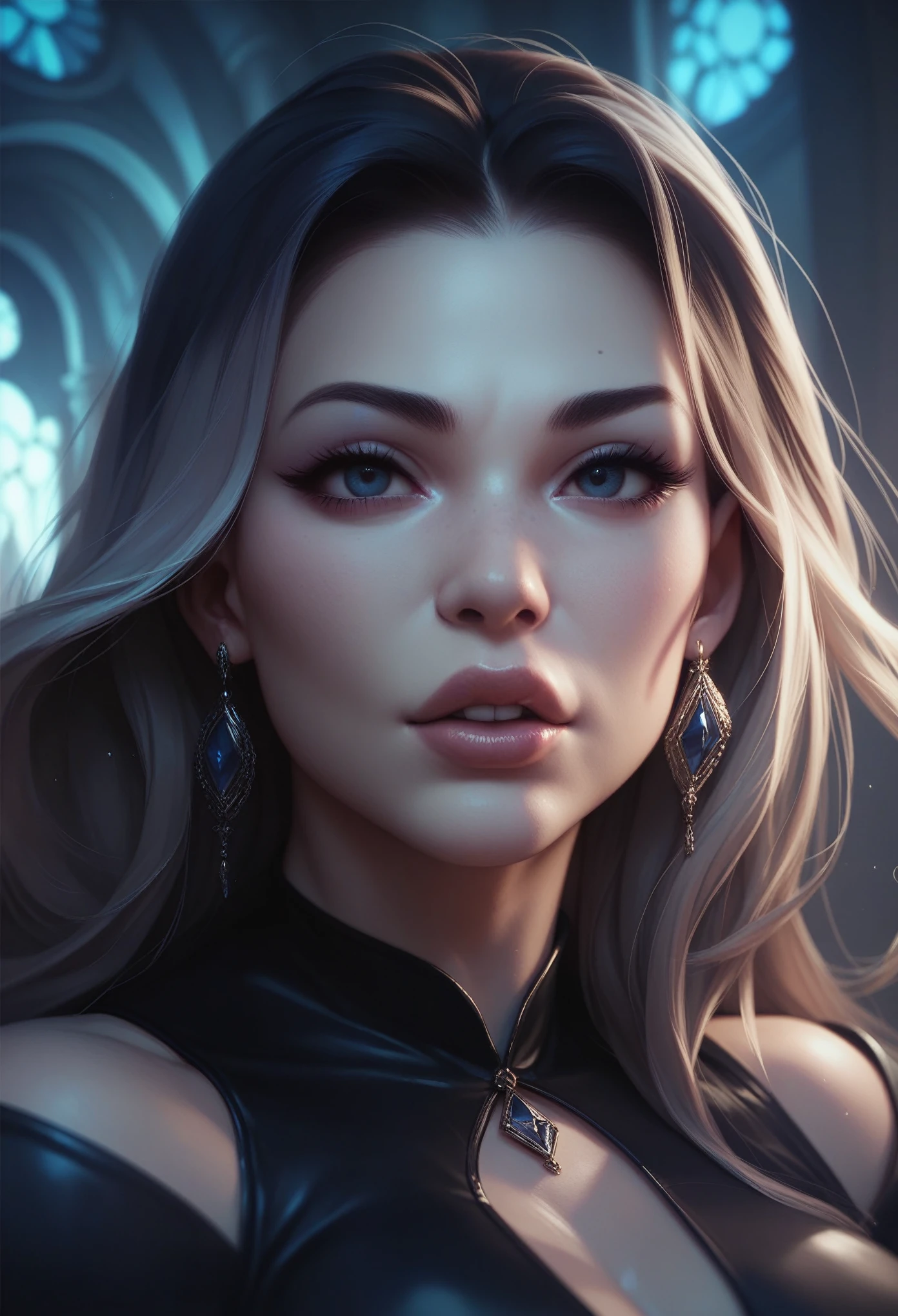 beautiful female, intense look