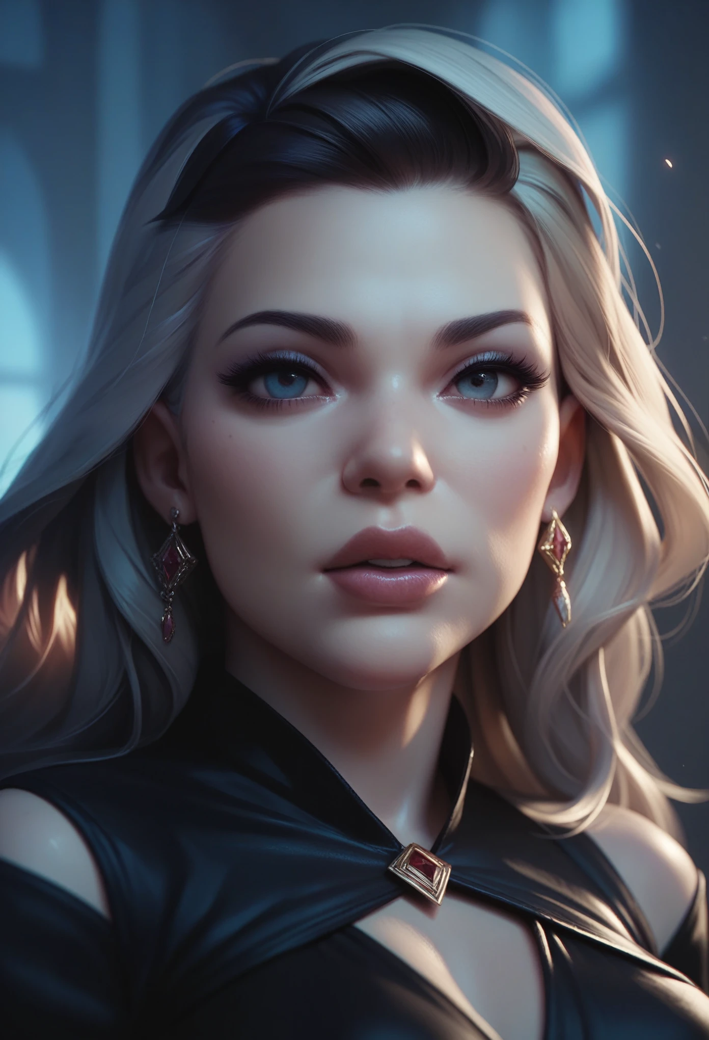 beautiful female, intense look