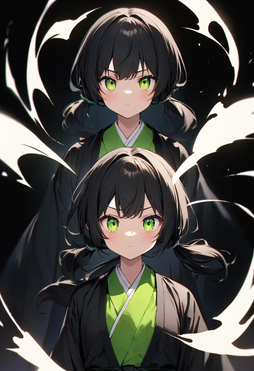 {{1_man}},{{black_hair_with_green_neon_tips}},{{long_tied_hair}},{{green_eyes}},{{perfect_anatomy}},{{perfect_hands_1.0}},{{best_quality}},{{half_body}},{{dynamic}},{{pose}},{{action}},{{masterpiece_1.0}},{{perfect_eyes_1.0}},{{detailed_eyes_1.0}},{{wear_green_and_black_Hakama}},{{samurai}},{{detailed}},{{simple_background}},{{serious}}