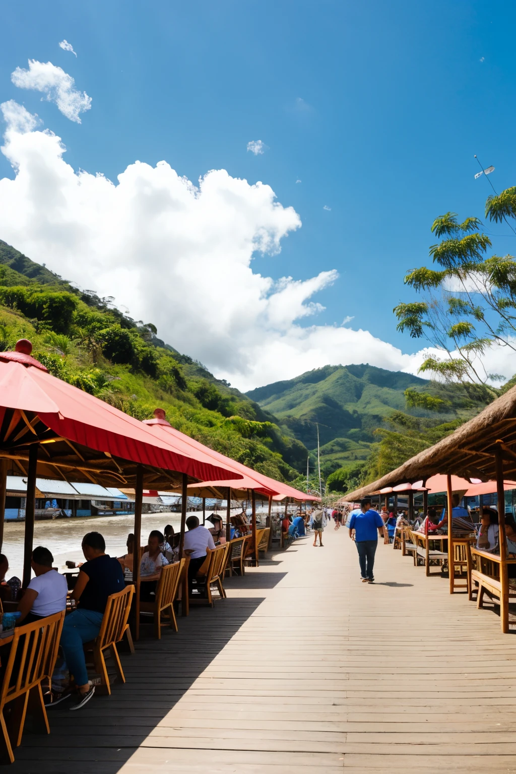 open-air gastronomic fairs on a boardwalk in babahoyo Ecuador