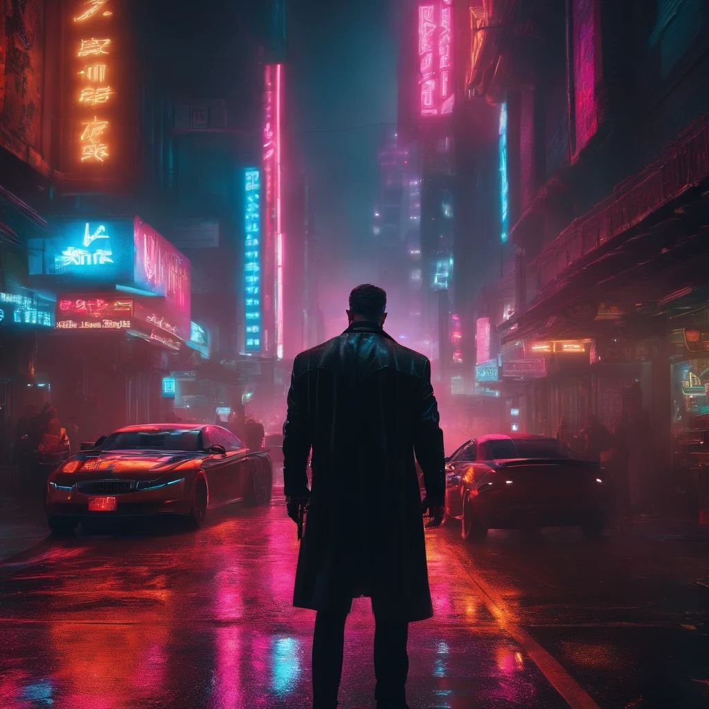 Mafia Cyborg, Cyberpunk hd, neon light, city