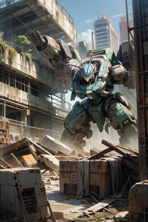 meca,Giant Robo,destruction,ruins