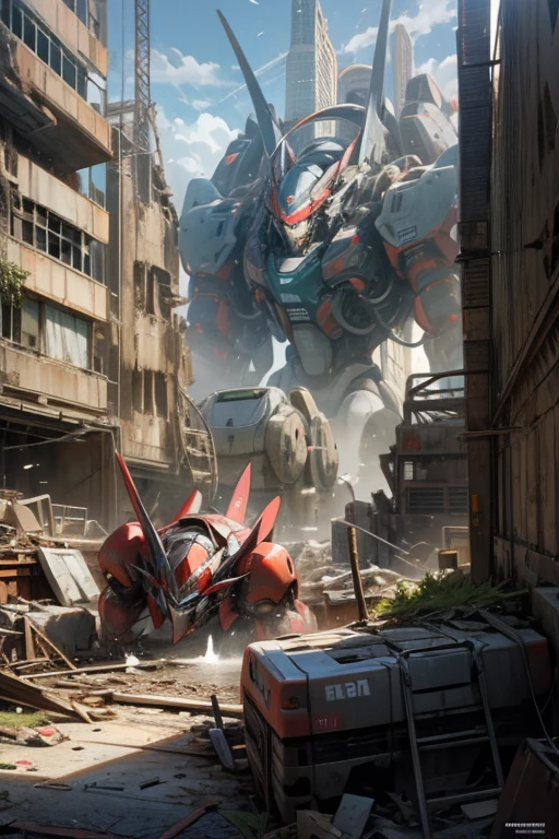 meca,Giant Robo,destruction,ruins