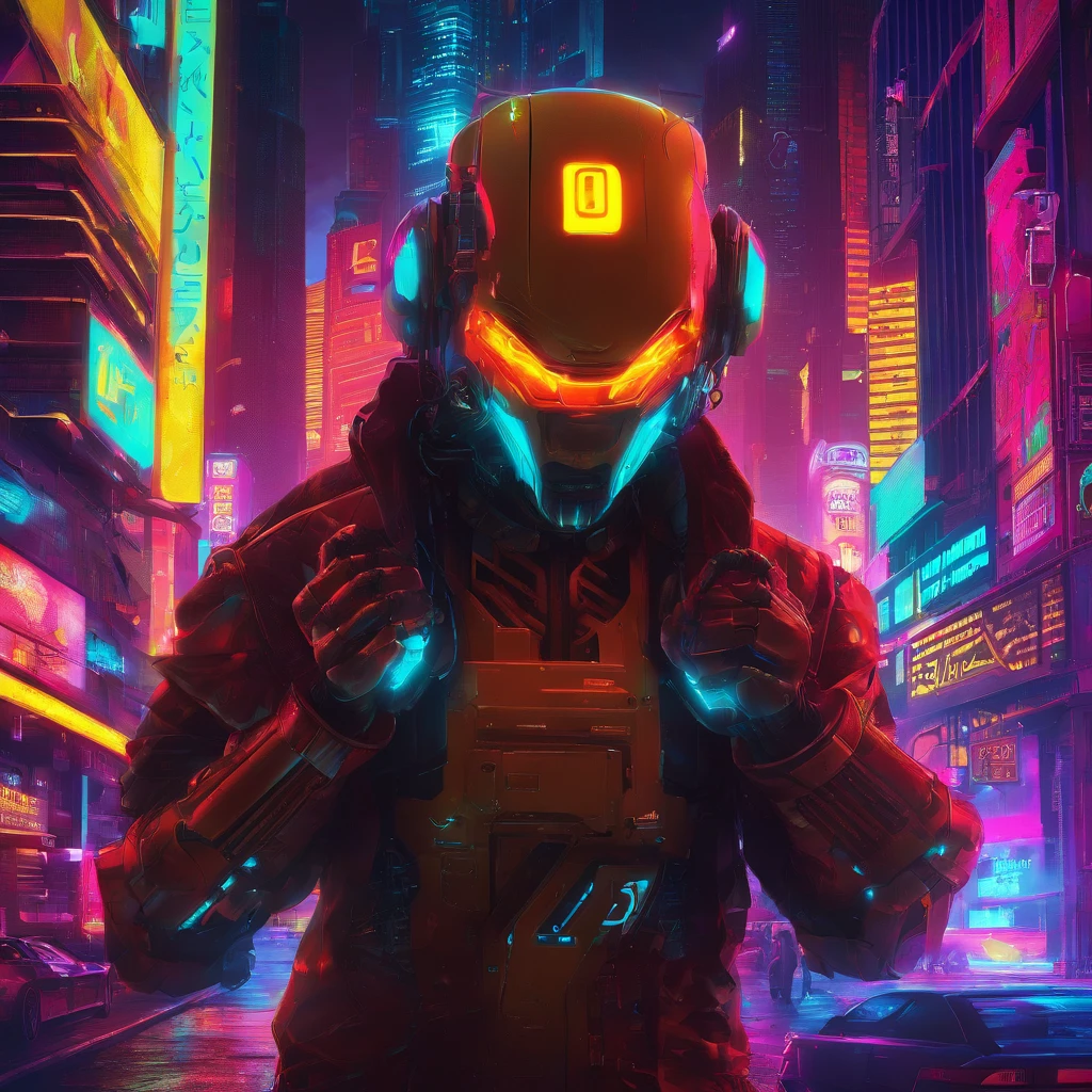 cyberpunk, roboT, face glow