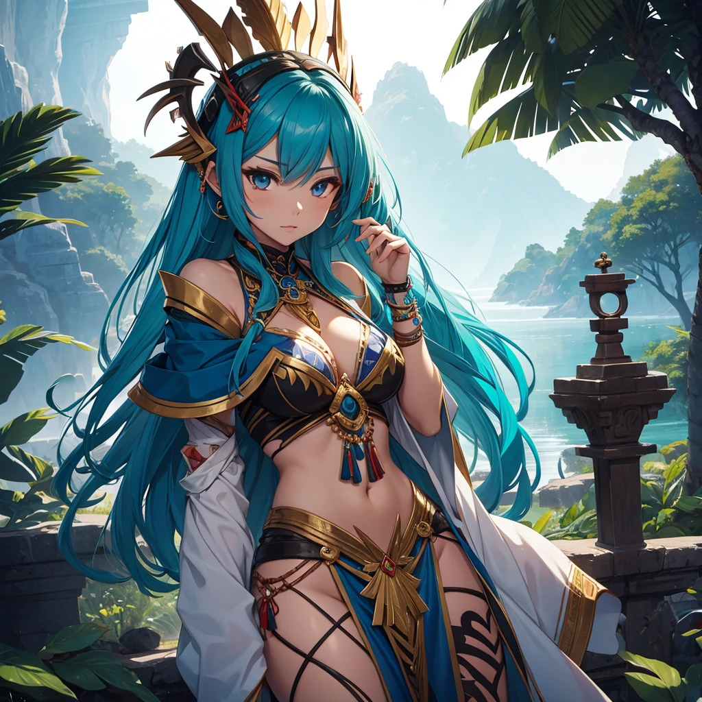 Bakunawa moon eater in female form with filipino tribal outfit