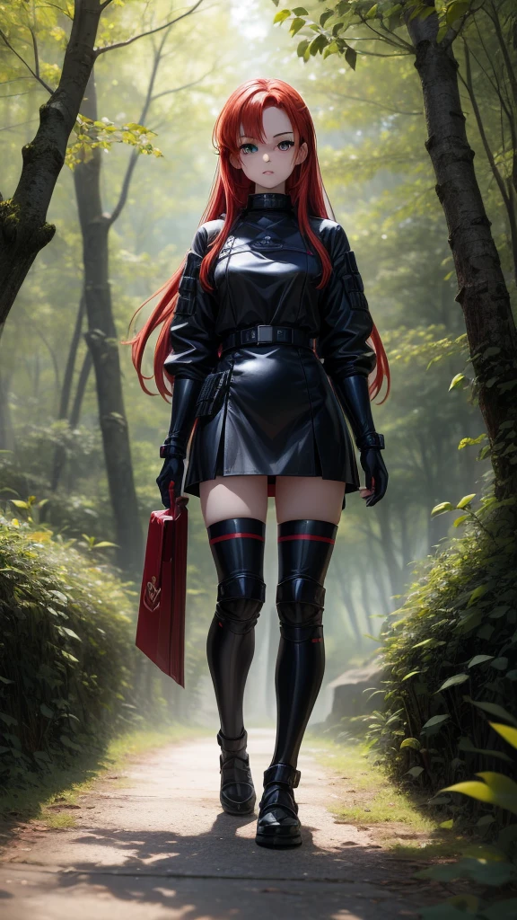 アニメ, 16 year old girl, {face perfect}, {Chanel red hair}, {greeneyes}, {asymmetrical eyes}, {perfect nose}, {red lips}, {full body 5.0}, {very detailed gold and black armor 1.6}, {walking, at a forest}
{8k image}, {ultra resolution 128k}, {ultra quality},(high quality sharpness)