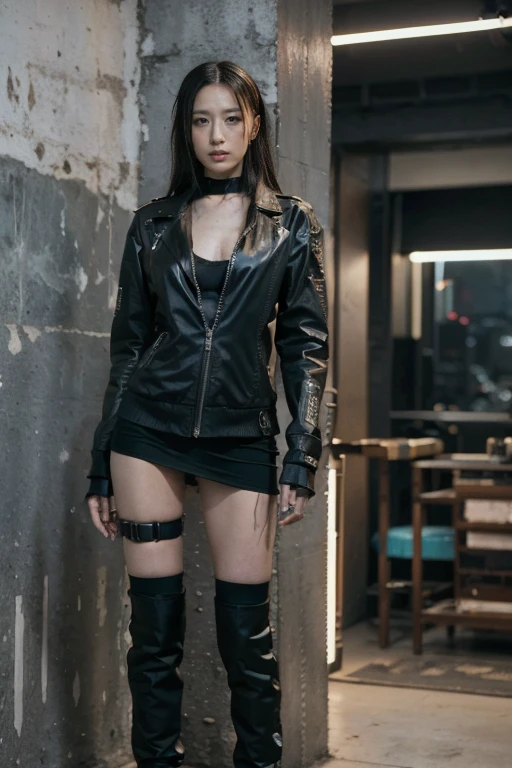 New York night view,A woman wearing a nanosuit and a black jacket stands in the corner,Behind is the wall, Perfect body,long legs,Cyberpunk Art style, Cyberpunk 2000. Model Girl, hyper-realistic Cyberpunk style, Cyberpunk atmosphere, Cyberpunk style , Surrealism, Cyberpunk Girl, Cyberpunk Art ultrarealistic 8k, Cyberpunk Girl, Cyberpunk Art, in Cyberpunk style, Cyberpunk Judy Alvarez