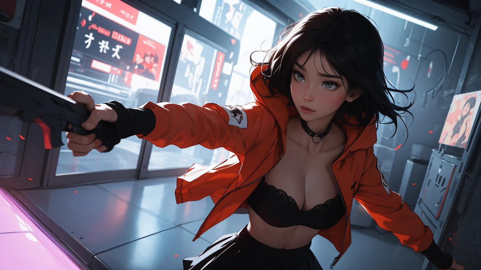 ahri, league of legend, sexy for, wallpapers, eyes detailed, fox_ear, (fox_tails), a skirt, (pink long hair), medium_breasts, looking_at_the_viewer, short_hair, mitts, navel, fail, Blue_there_are_eyes, eternal, Full_body, weapon, shoes, collar, black_Mittens, partition, Hood, hair_exceed_Yuon_There_Where_There is_eyes, circumcised_group, sweatshirt, black_pants, Sports_sweatpants, circumcised_Jacket, Cyberpunk character, cropped_himself、a high resolution、depth of field、natural soft light、professional lighting、about, standing, very длинные hair, cowboy shot, brilliant, brilliant hair, (night:1.2),Dreamy, [[gentle fingers and hands:0.55]::0.85],(detailed fingers),),(emotional),(breathtaking),(main part:1.2) все body.), (Anime Style), (Super Detailed), (brutal), (uhd, HDR), (8k), (High Resolution: 1.2), (Complex and Beautiful: 1.2), [[gentle fingers and hands:0.55]::0.85],(detailed fingers),),(emotional),(breathtaking),(main part:1.2) все body.), (Anime Style), (Super Detailed), (brutal), (uhd, HDR), (8k), (High Resolution: 1.2), (Complex and Beautiful: 1.2)