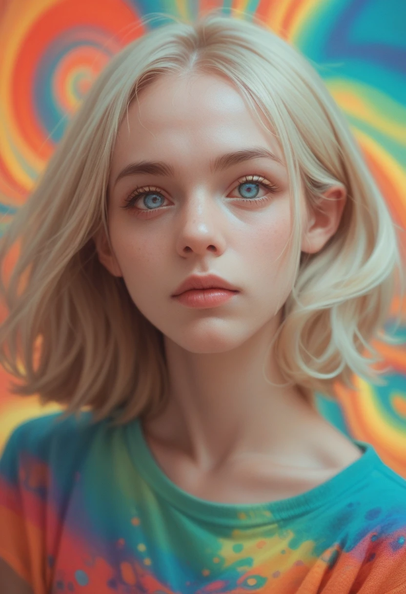 a very realistic and psychedelic work full of flashy and bright colors. It&#39;s textured and twisted dust