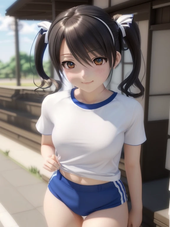 anime girl in white shirt and blue shorts posing for a photo, realistic 3d anime style, young realistic anime, attractive anime girl, soft anime cg art, realistic 3d anime, photorealistic anime girl render, photorealistic anime, anime look of a beautiful girl, a hyperrealist , seductive anime girl, Engraving realistic young idol