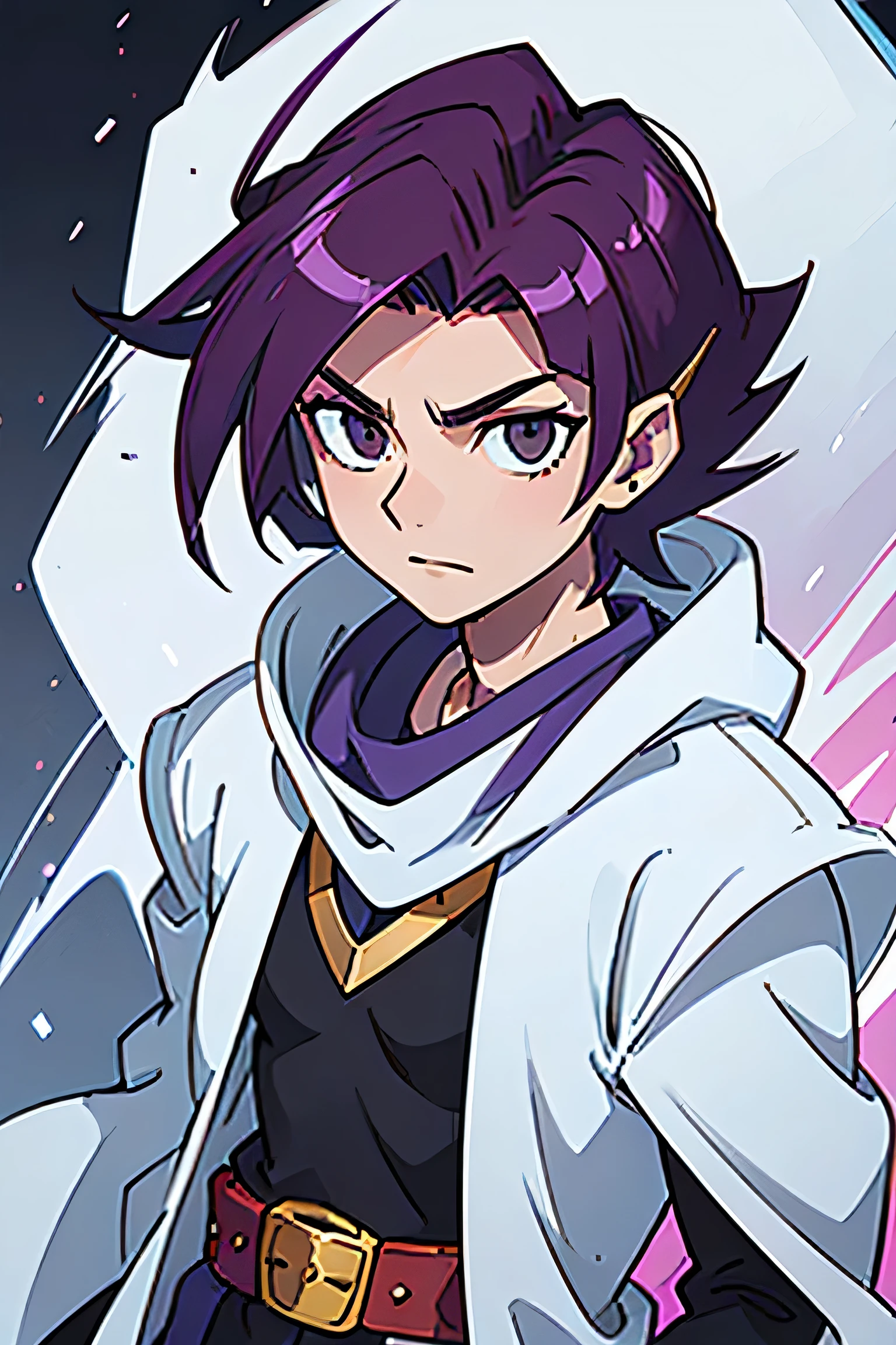  Handsome face, male, slender body: 1.5, academy background: 1.5, 20 years old, (spiky hair:1.5), (soft eyes, determined expression,  (slight smile:1.3), detailed eyes), beautiful studio soft light, vibrant details, beautiful background, octane rendering, 8k, best quality, masterpiece, Illustrations, A very determined and beautiful, extremely detailed, stylized, ((Yugioh)), best quality, official art, waist up, wearing white scarf,