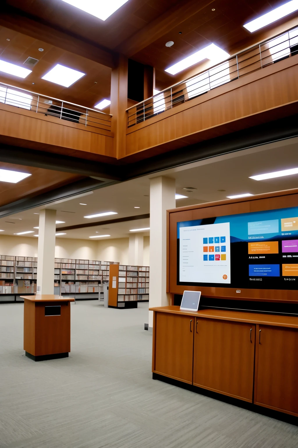 
library with touch screens