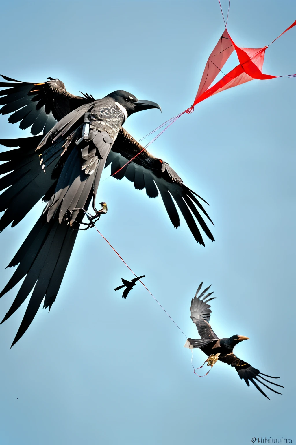 sickle one crows damaging a kite to a and a bird watching
