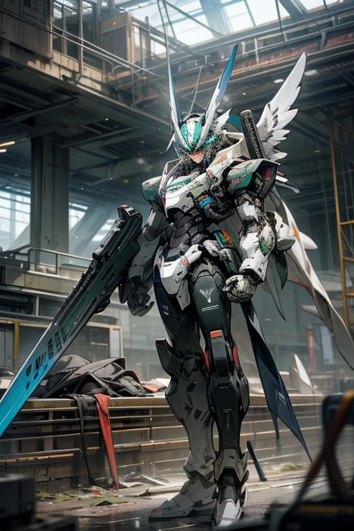 機動roboT,ruins,Wing,Mass production type,holding_weapon,meca,roboT,human_not,masterpiece,