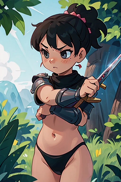 , Warrior Girl, Black Bikini Armor, sword