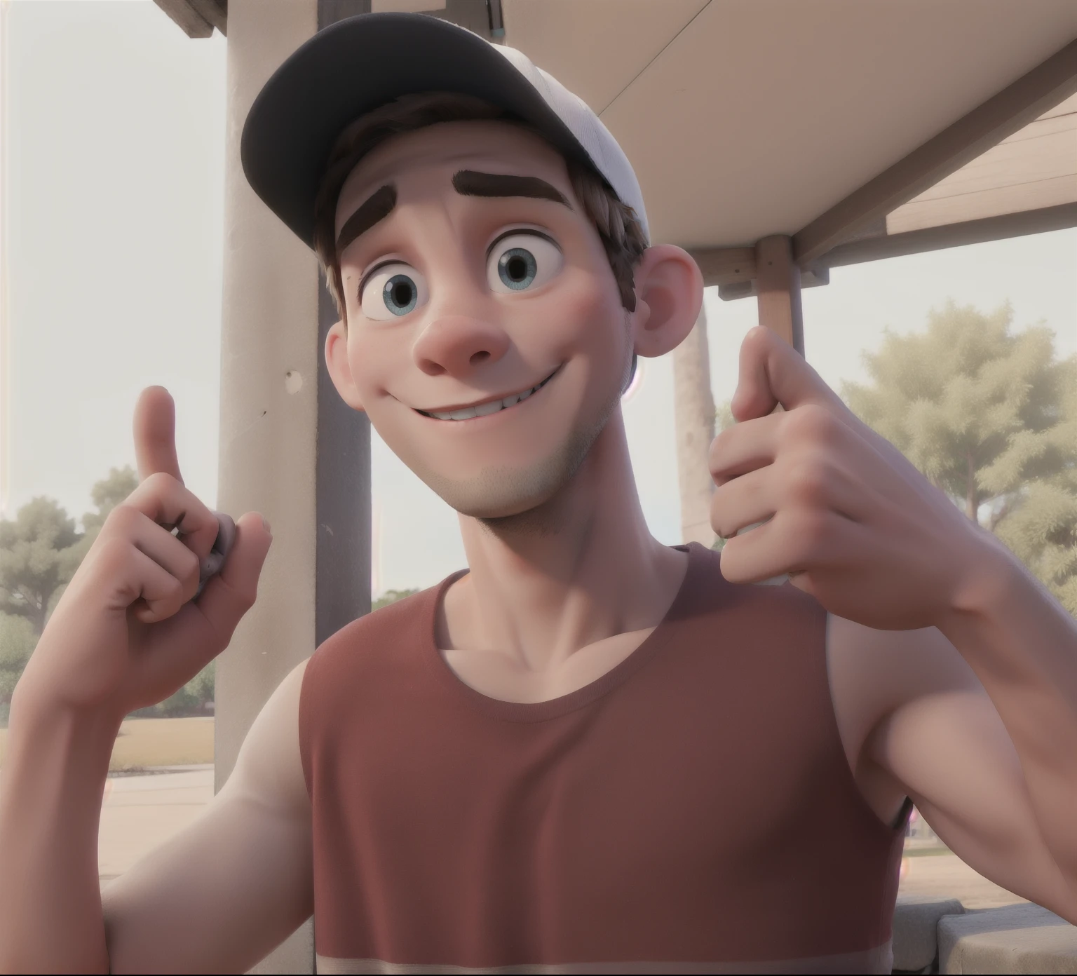Draw this boy with a cap in cartoon style