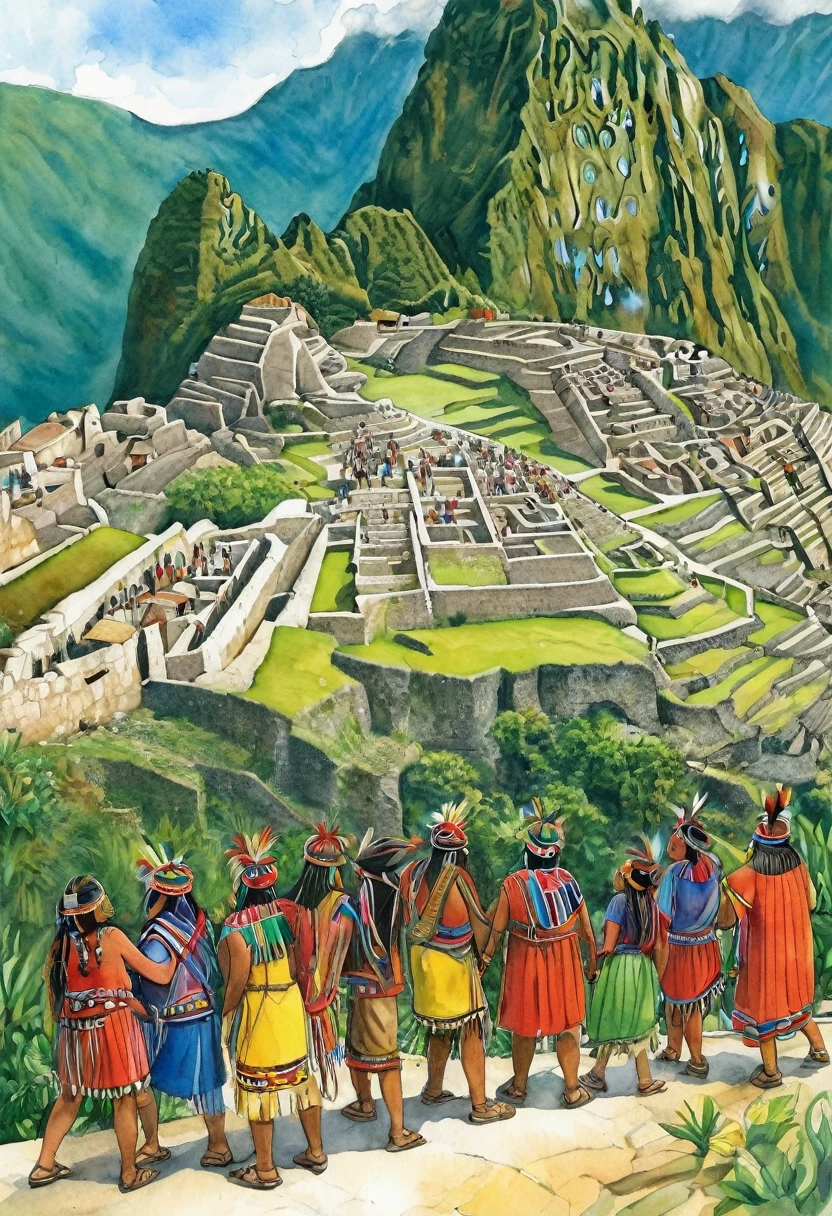 drawing of inca community they help each other