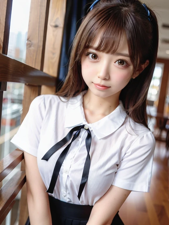 Girl,White collared blouse,ribbon,School,nsfw:1.1