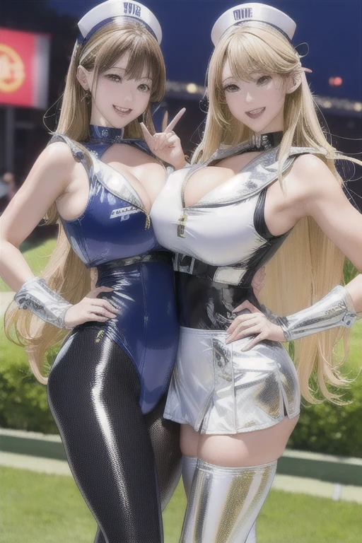 Twin sisters, Appropriate attire for a rave, blonde, Green Eyes, In Rave, Ultra Sharp, High resolution, 8k, High resolution, 景色を眺めるTwin sisters
中国のアイドル　Mature Woman　Huge 　((Shiny enough to reflect light、Shiny navy blue metallic bodysuit and tights.))　Twin sisters　Chunli　((Plump))　Ultra shiny metallic stockings　((前髪のある短いblondeの髪))　Twin sisters　Red cheeks　((Glasses))　((夜景と月明かりの中で四つん這いになって座るTwin sisters))　Sweaty　Sweaty　((フェロモン溢れる成熟したTwin sisters女性))　卑猥な視線のTwin sisters　Sexy Face　(Gorgeous makeup)　((鮮やかな赤いルージュのPlump唇))　　((Being stared at provocatively from the front))　松本いちか似の妖艶な成熟したTwin sisters女性　Duck mouth　Lip-trembling blowjob_gesture