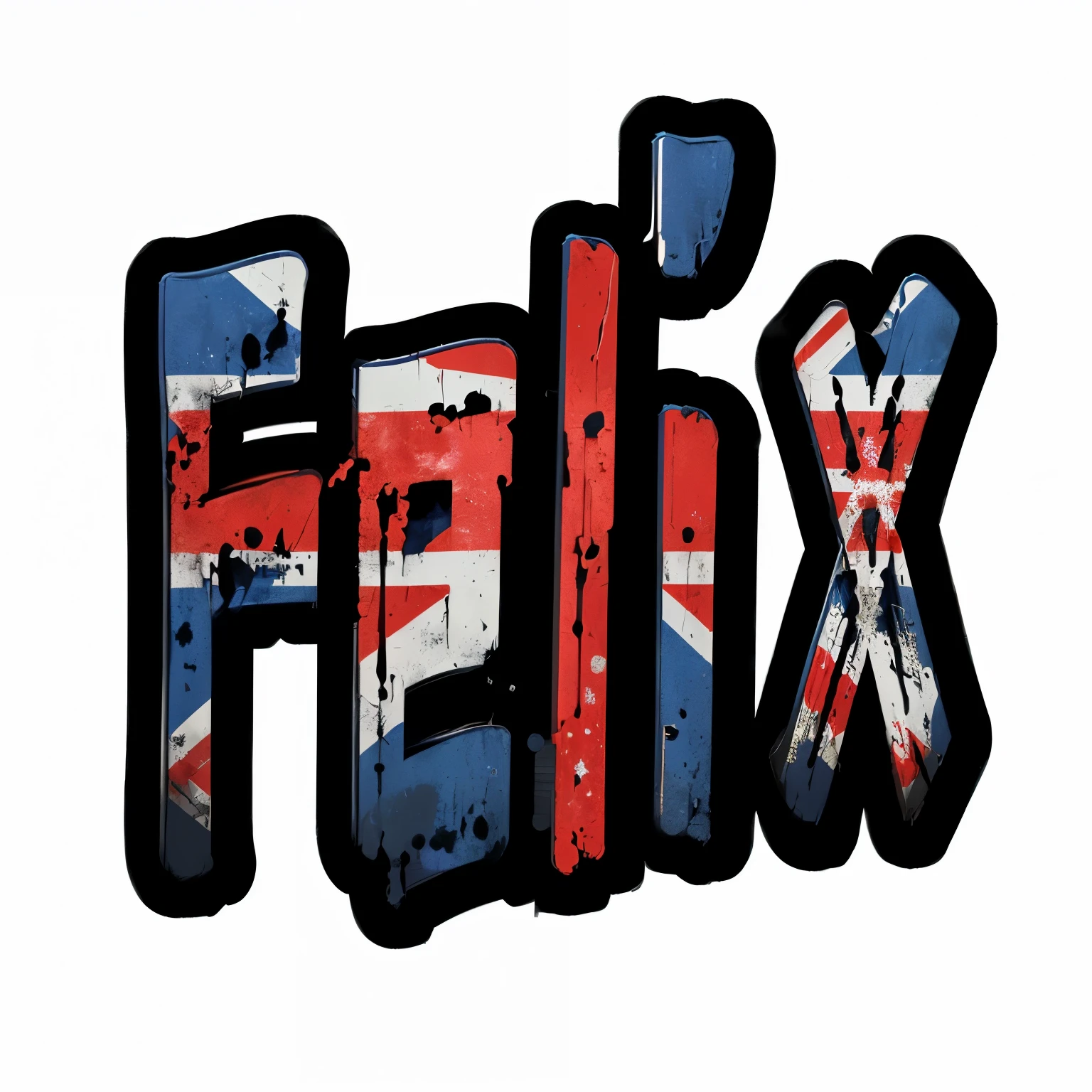 a close up of a red, white and blue flag with the word "felix", inspired by Felix-Kelly, felix kelly, inspired by Félix Ziem, flikr, new wave of british heavy metal, fleks, flux, inspired by Félix Labisse, filth, flex, fbx, brexit, felix englund style, flexing