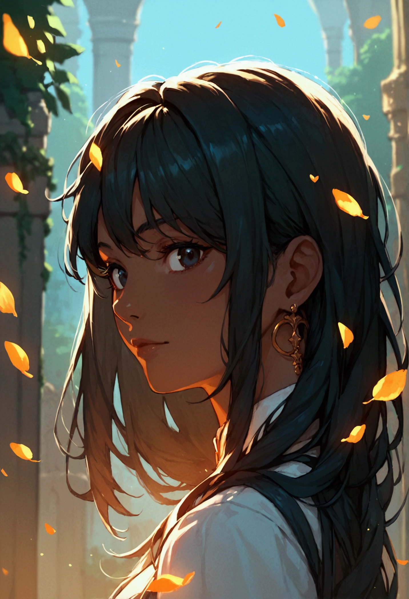 score_9, score_8_up, score_7_up, score_6_up, masterpiece, anime style, centered, highly detailed, portrait, 1girl, long hair, dark skinned, dark eyes