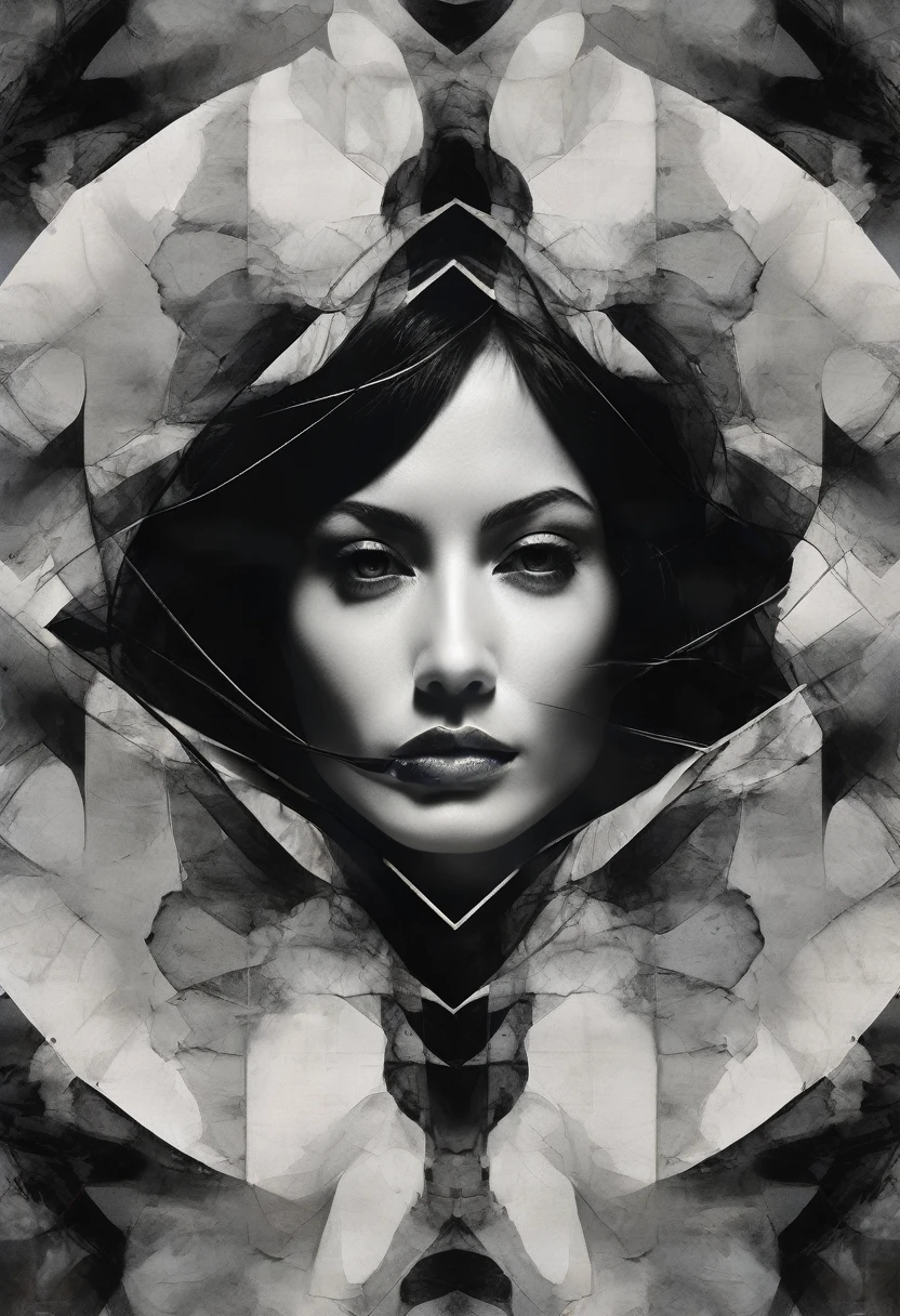 blackw, ultra detailded artiStic abStract photography of geometrical woman face, Linda flor roSa branca à beira-mar, dia enSolarado, nuvenS cumuluS brancaS, detailded Symmetric circular iriS, fragmentoS de papel quebrado, poStura natural do corpo, Arte de Alberto SeveSo, por Guy Denning, comi no John'S, por RuSS MillS, por GuStav Klimt, Simétrico, EStilo de arte abStrata, complex and intricate watercolor painting, olhoS afiadoS, digitalpainting, exploSão de coreS, sheen, colorfully, conceptual artwork, volumetric lighting, reflexoS metálicoS, 8k, by Artgerm, tendênciaS no artStation, ReSolução 16k, 300 dpi, 600 dpi, 4K, vencedor do concurSo, High definition, dourado eyeS , detailded, realiSta, 8k uhd, high qualiy