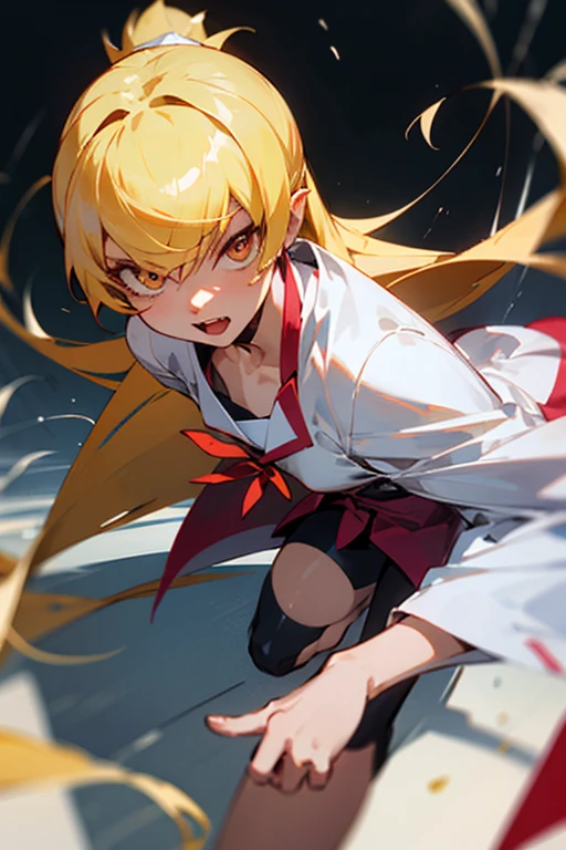 Kizi, アニメ, blonde, Caucasian skin, vampires, Eyes red, Shinobu do アニメ Bakemonogatari
