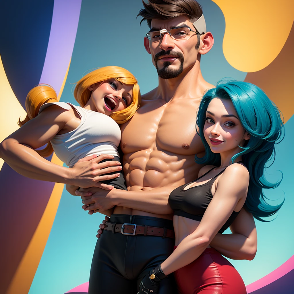 there is a man and woman posing for a picture together, a digital painting inspired by Dave Arredondo, trending on cg society, digital art, cartoon digital painting, cartoon artstyle, cartoon digital art, digital art cartoon, digital cartoon painting art, digital painitng, cartoon style illustration, stylized digital illustration, in style of digital illustration, cartoon art style