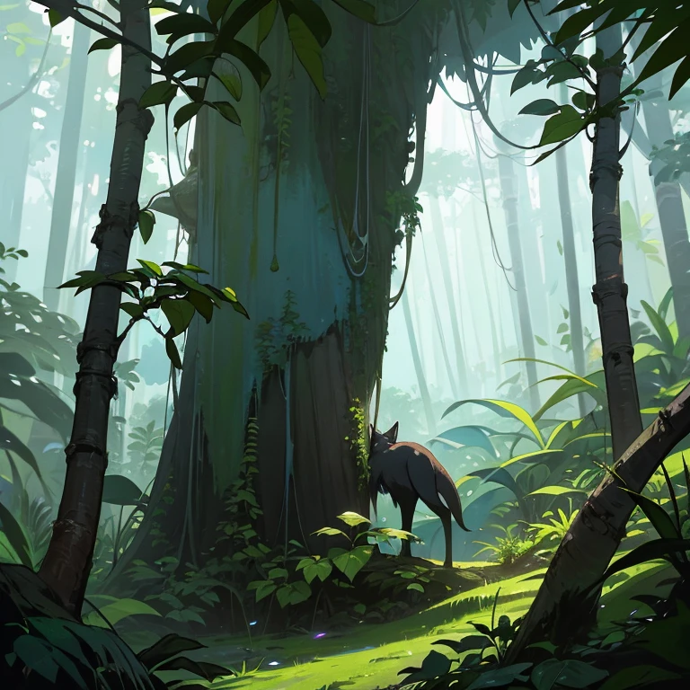 jingantesque forest, dangerous for its creatures, jungle, magic, beautiful mysterious vegetation